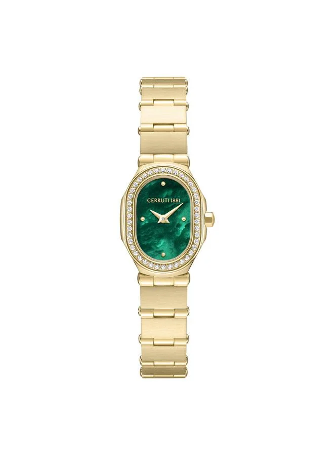 CERRUTI 1881 Aosta Yellow Gold Plated Stainless Steel Bracelet Analog Watch for Women, 19mm